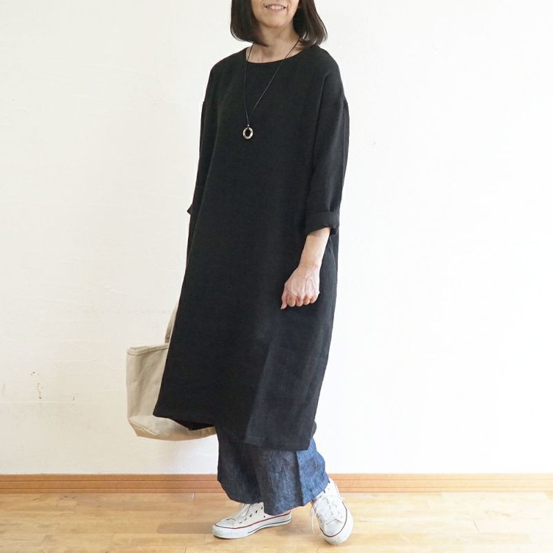 Branch m‘.,ブランチエム,ナチュラル,30代,40代,50代,60代,ゆったり,ウール,リネン,リネンウール,ワンピース,リネンワンピース,長袖ワンピース,