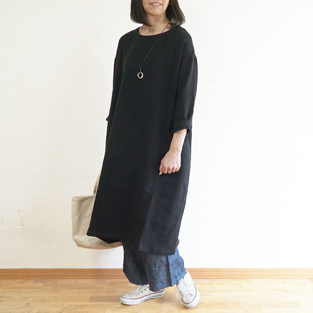 Branch m‘.,ブランチエム,ナチュラル,30代,40代,50代,60代,ゆったり,ウール,リネン,リネンウール,ワンピース,リネンワンピース,長袖ワンピース,