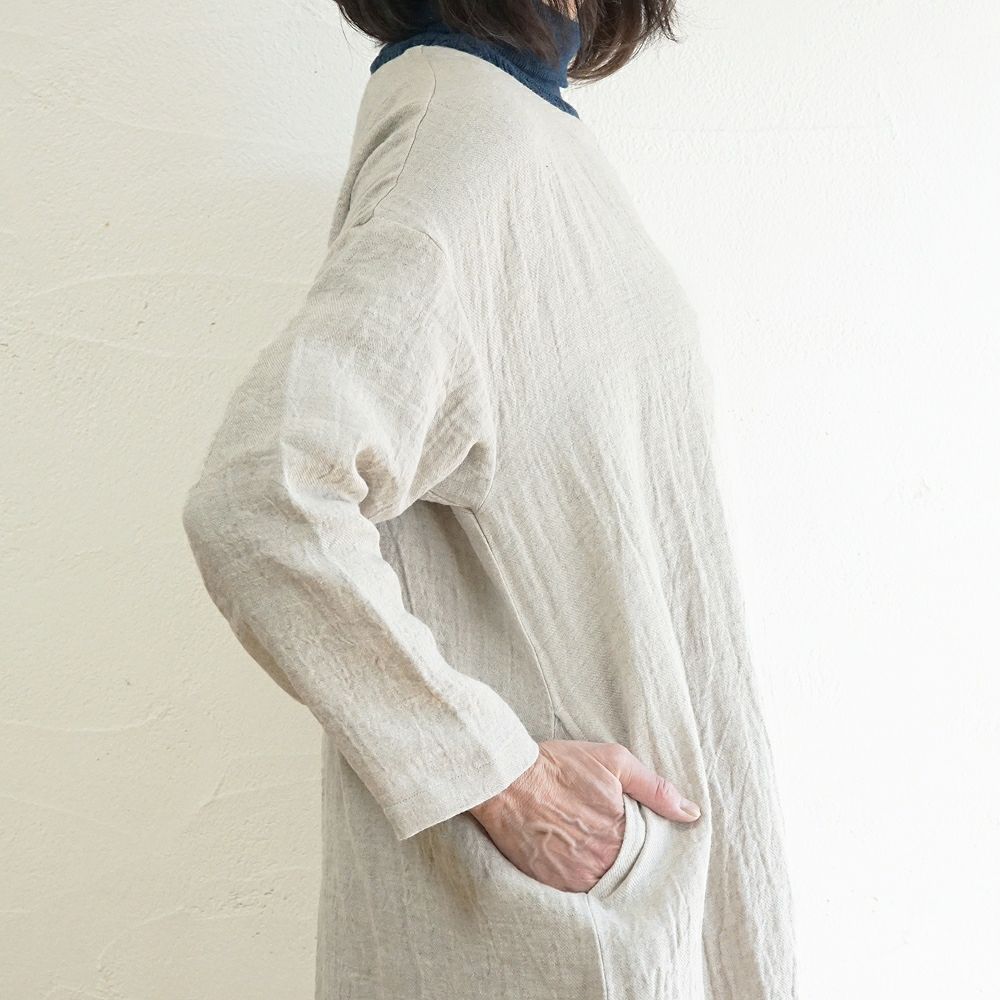 Branch m‘.,ブランチエム,ナチュラル,30代,40代,50代,60代,ゆったり,ウール,リネン,リネンウール,ワンピース,リネンワンピース,長袖ワンピース,