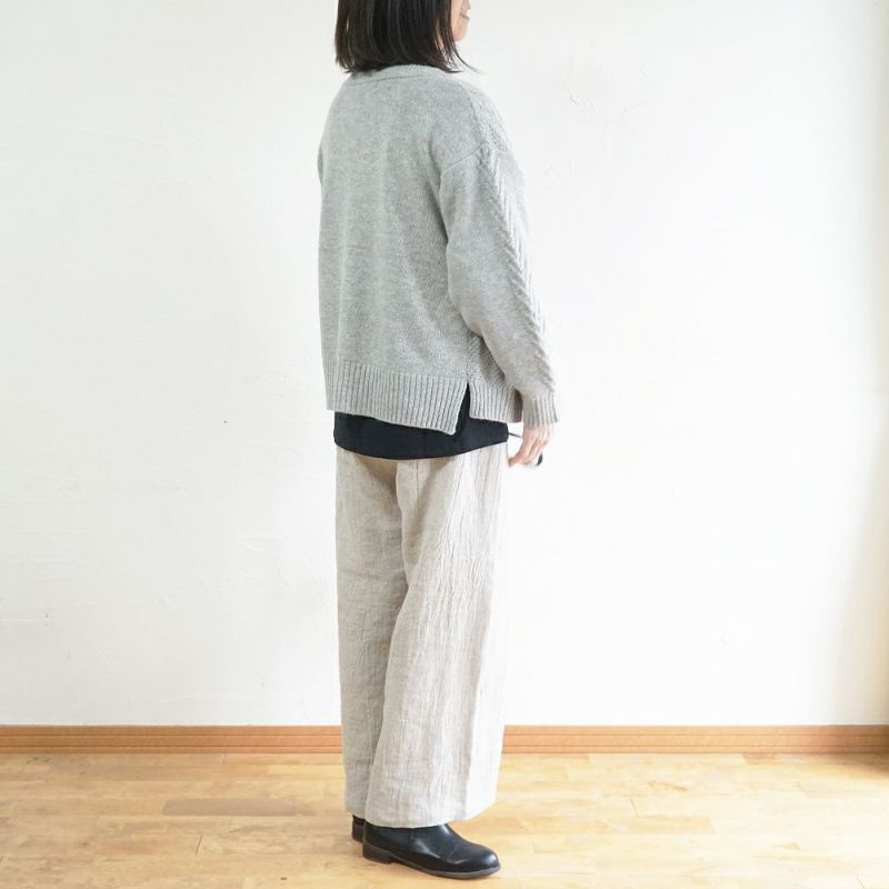 Branch m‘.,ブランチエム,ナチュラル,30代,40代,50代,60代,ゆったり,ウール,リネン,リネンウール,パンツ,ワイドパンツ,ストレートパンツ,