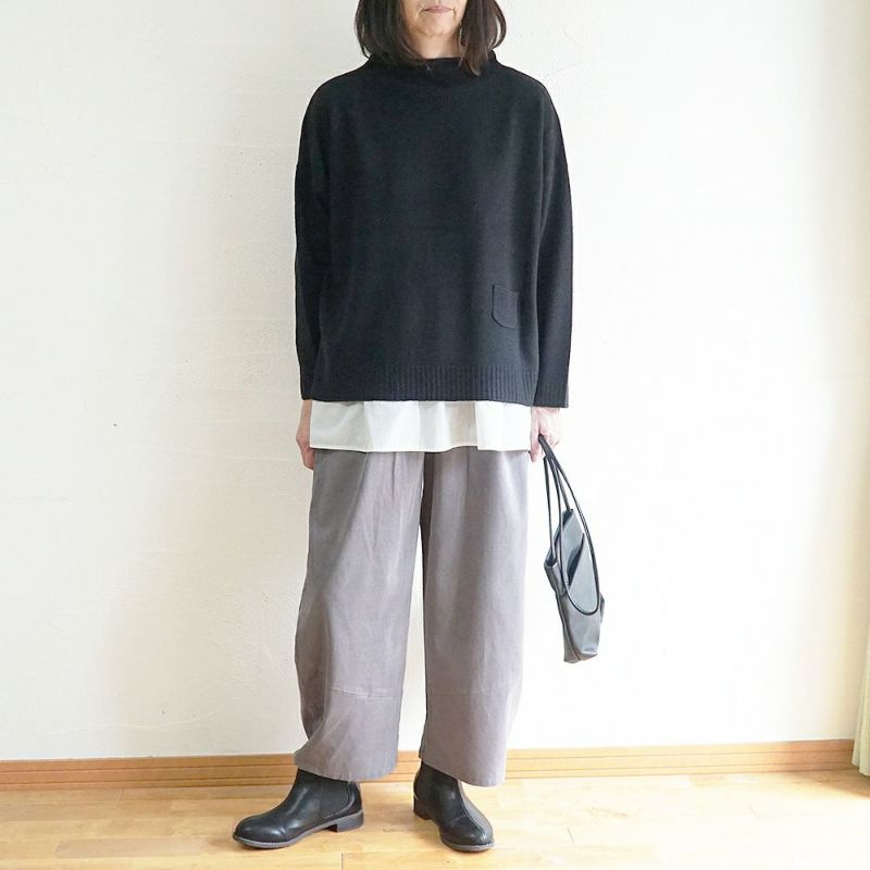 Branch m‘.,ブランチエム,ナチュラル,30代,40代,50代,60代,コーデセット,コーディネートセット,セット売り,ゆったり,ニット,ニットプルオーバ,ボトルネックニット,ウール,パンツ,コーデュロイ,コーデュロイパンツ,コクーンパンツ,細コール