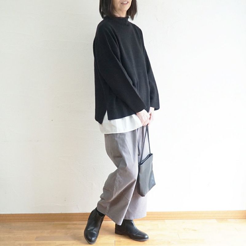 Branch m‘.,ブランチエム,ナチュラル,30代,40代,50代,60代,コーデセット,コーディネートセット,セット売り,ゆったり,ニット,ニットプルオーバ,ボトルネックニット,ウール,パンツ,コーデュロイ,コーデュロイパンツ,コクーンパンツ,細コール
