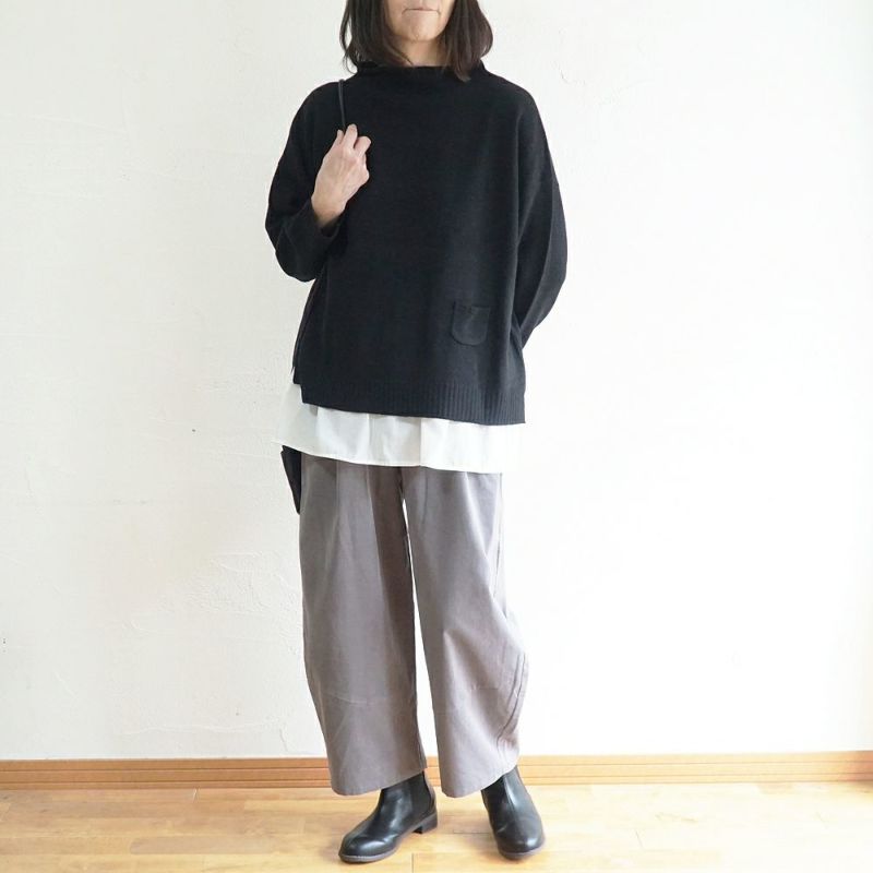 Branch m‘.,ブランチエム,ナチュラル,30代,40代,50代,60代,コーデセット,コーディネートセット,セット売り,ゆったり,ニット,ニットプルオーバ,ボトルネックニット,ウール,パンツ,コーデュロイ,コーデュロイパンツ,コクーンパンツ,細コール