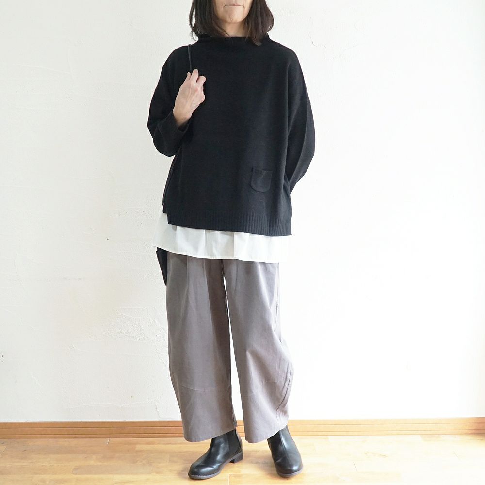 Branch m‘.,ブランチエム,ナチュラル,30代,40代,50代,60代,コーデセット,コーディネートセット,セット売り,ゆったり,ニット,ニットプルオーバ,ボトルネックニット,ウール,パンツ,コーデュロイ,コーデュロイパンツ,コクーンパンツ,細コール