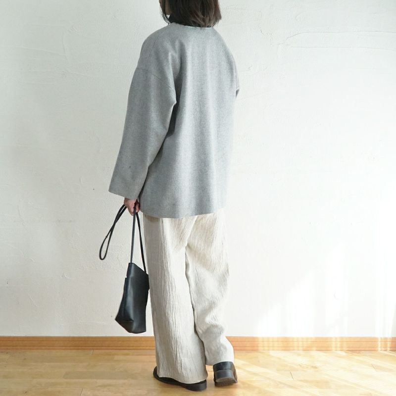 Branch m‘.,ブランチエム,ナチュラル,30代,40代,50代,60代,ウール,ゆったり,コート,ジャケット,ノーカラーコート,裏地,ノーカラー,クルーネック,クルーネックコート