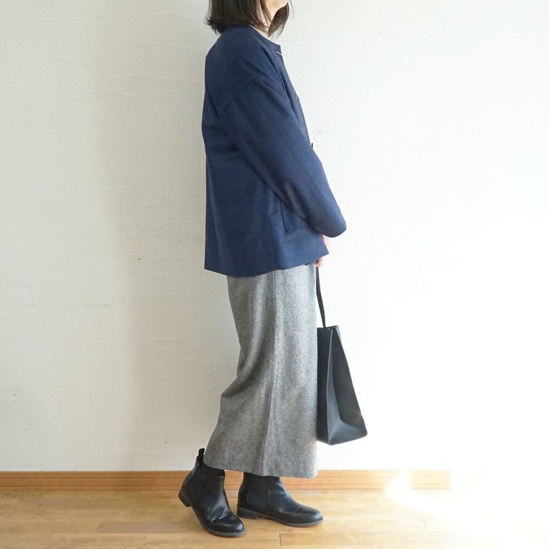 Branch m‘.,ブランチエム,ナチュラル,30代,40代,50代,60代,ウール,ゆったり,コート,ジャケット,ノーカラーコート,裏地,ノーカラー,クルーネック,クルーネックコート