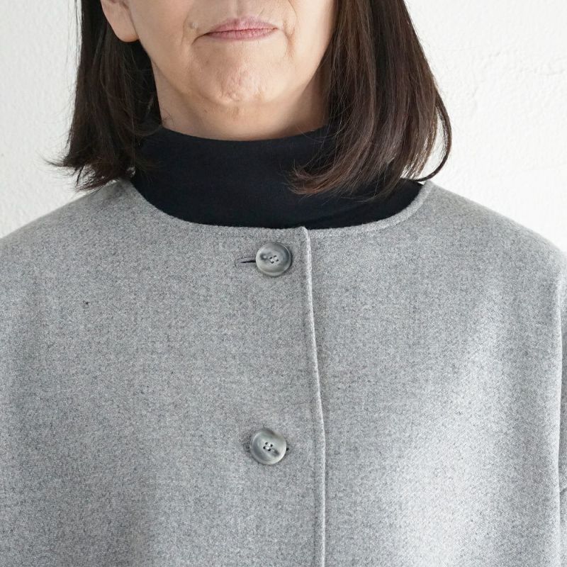 Branch m‘.,ブランチエム,ナチュラル,30代,40代,50代,60代,ウール,ゆったり,コート,ジャケット,ノーカラーコート,裏地,ノーカラー,クルーネック,クルーネックコート