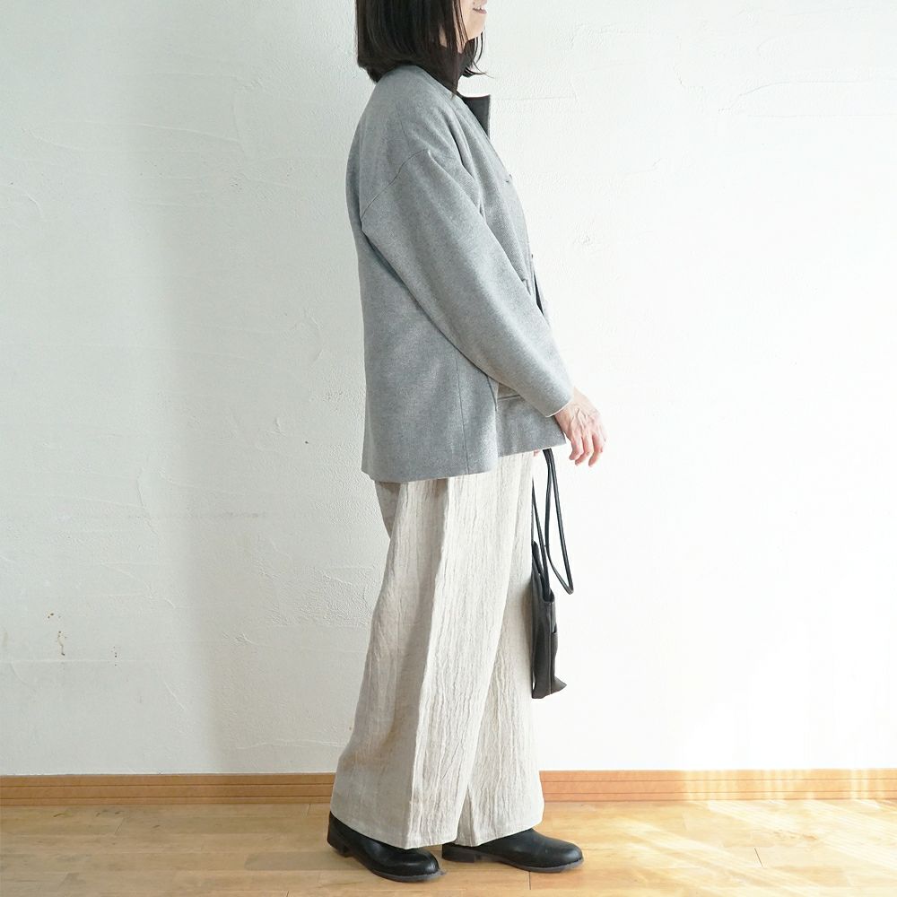 Branch m‘.,ブランチエム,ナチュラル,30代,40代,50代,60代,ウール,ゆったり,コート,ジャケット,ノーカラーコート,裏地,ノーカラー,クルーネック,クルーネックコート