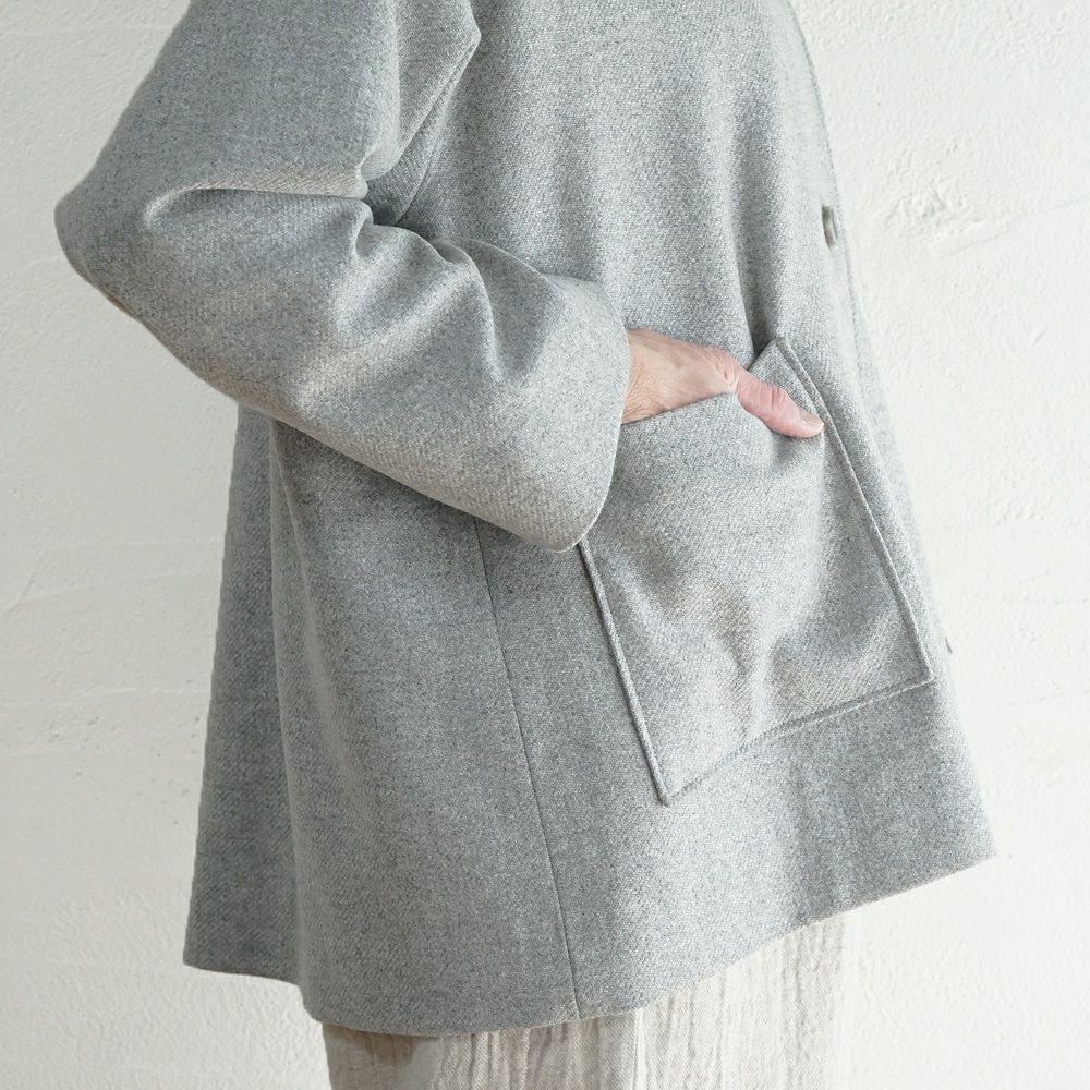 Branch m‘.,ブランチエム,ナチュラル,30代,40代,50代,60代,ウール,ゆったり,コート,ジャケット,ノーカラーコート,裏地,ノーカラー,クルーネック,クルーネックコート