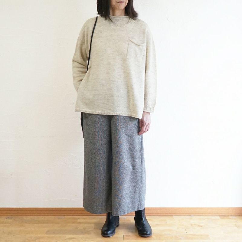 Branch m‘.,ブランチエム,ナチュラル,30代,40代,50代,60代,ゆったり,ウール,パンツ,ワイドパンツ,裏地,