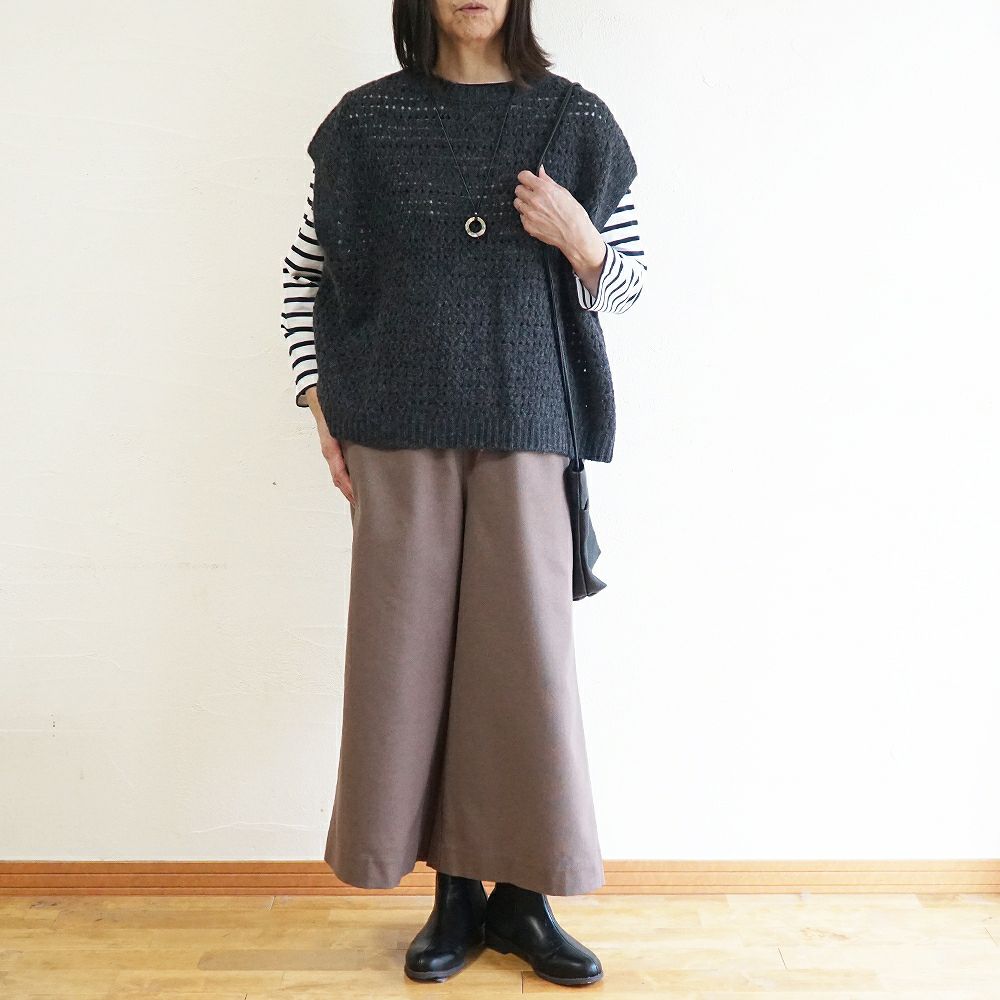 Branch m‘.,ブランチエム,ナチュラル,30代,40代,50代,60代,ゆったり,ウール,パンツ,ワイドパンツ,裏地,