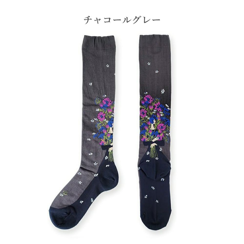 Branch m‘.,ブランチエム,ナチュラル,30代,40代,50代,60代,ゆったり,綿,コットン靴下,くつした,ハイソックス,ソックス,柄ソックス,柄靴下