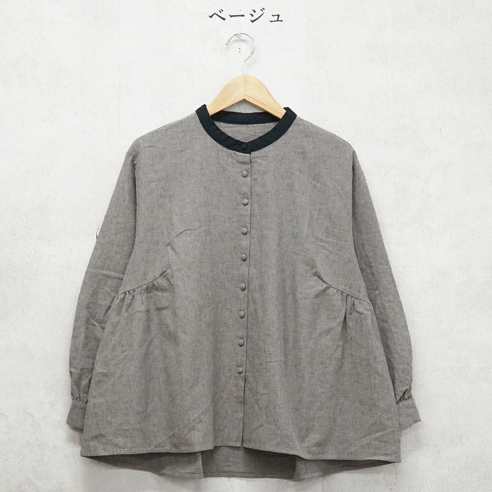 Branch m‘.,ブランチエム,ナチュラル,30代,40代,50代,60代,ゆったり,コットン,綿,リネン,麻,コットンリネン,ブラウス,起毛,起毛ブラウス,配色,配色ブラウス,