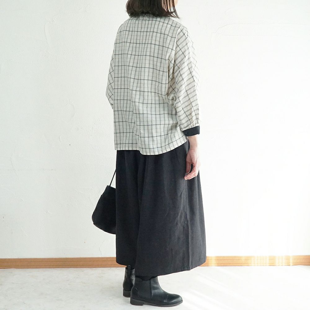 Branch m‘.,ブランチエム,ナチュラル,30代,40代,50代,60代,ゆったり,コットン,綿,リネン,麻,コットンリネン,ブラウス,チェック,チェックブラウス,配色,配色ブラウス,