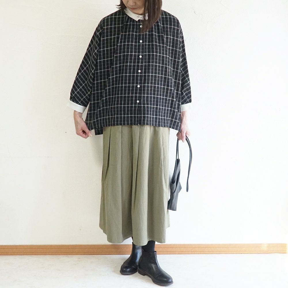 Branch m‘.,ブランチエム,ナチュラル,30代,40代,50代,60代,ゆったり,コットン,綿,リネン,麻,コットンリネン,ブラウス,チェック,チェックブラウス,配色,配色ブラウス,