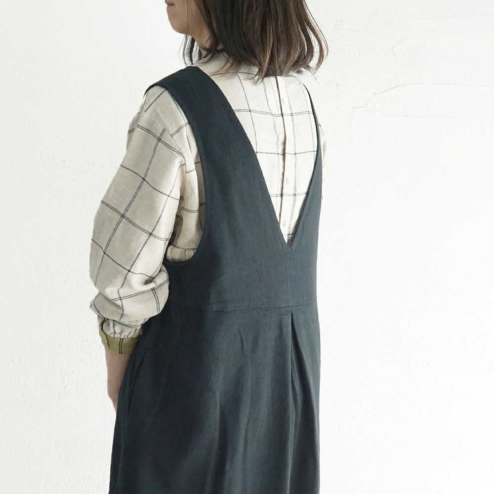 Branch m‘.,ブランチエム,ナチュラル,30代,40代,50代,60代,ゆったり,コットン,綿,リネン,麻,コットンリネン,ブラウス,チェック,チェックブラウス,配色,配色ブラウス,起毛ブラウス,起毛,プルオーバーブラウス,プルオーバー