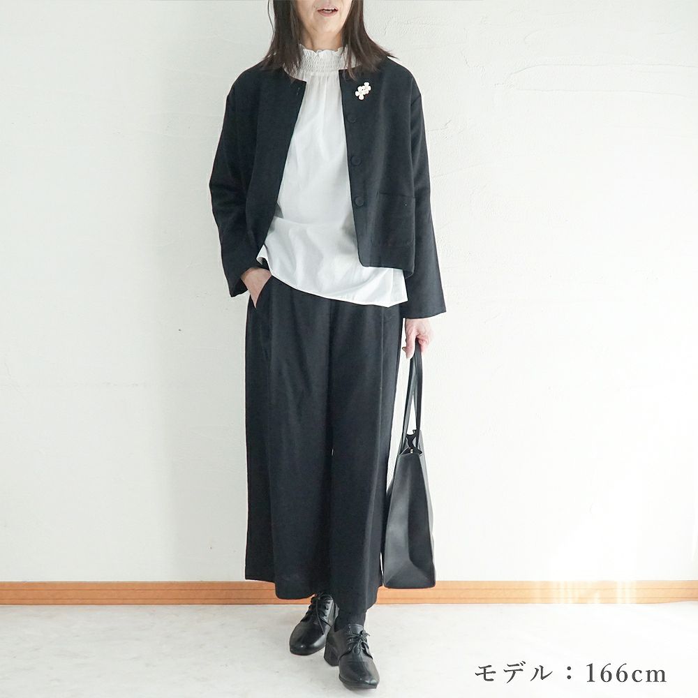 Branch m‘.,ブランチエム,ナチュラル,30代,40代,50代,60代,コーデセット,コーディネートセット,セット売り,ゆったり,セットアップ,ワイドパンツ,ジャケット,クルーネック,ノーカラージャケット,クルーネックジャケット