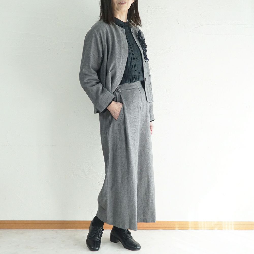 Branch m‘.,ブランチエム,ナチュラル,30代,40代,50代,60代,コーデセット,コーディネートセット,セット売り,ゆったり,セットアップ,ワイドパンツ,ジャケット,クルーネック,ノーカラージャケット,クルーネックジャケット