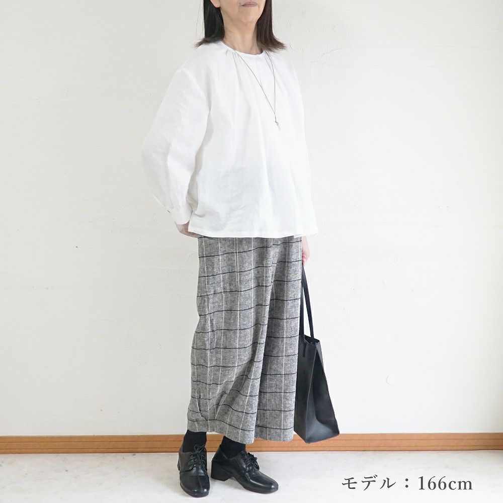 Branch m‘.,ブランチエム,ナチュラル,30代,40代,50代,60代,リネン,ゆったり,blouse,ブラウス,リネンブラウス,プルオーバーブラウス,ギャザーブラウス,タックブラウス,