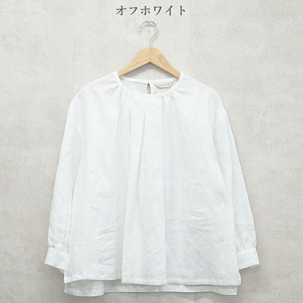 Branch m‘.,ブランチエム,ナチュラル,30代,40代,50代,60代,リネン,ゆったり,blouse,ブラウス,リネンブラウス,プルオーバーブラウス,ギャザーブラウス,タックブラウス,