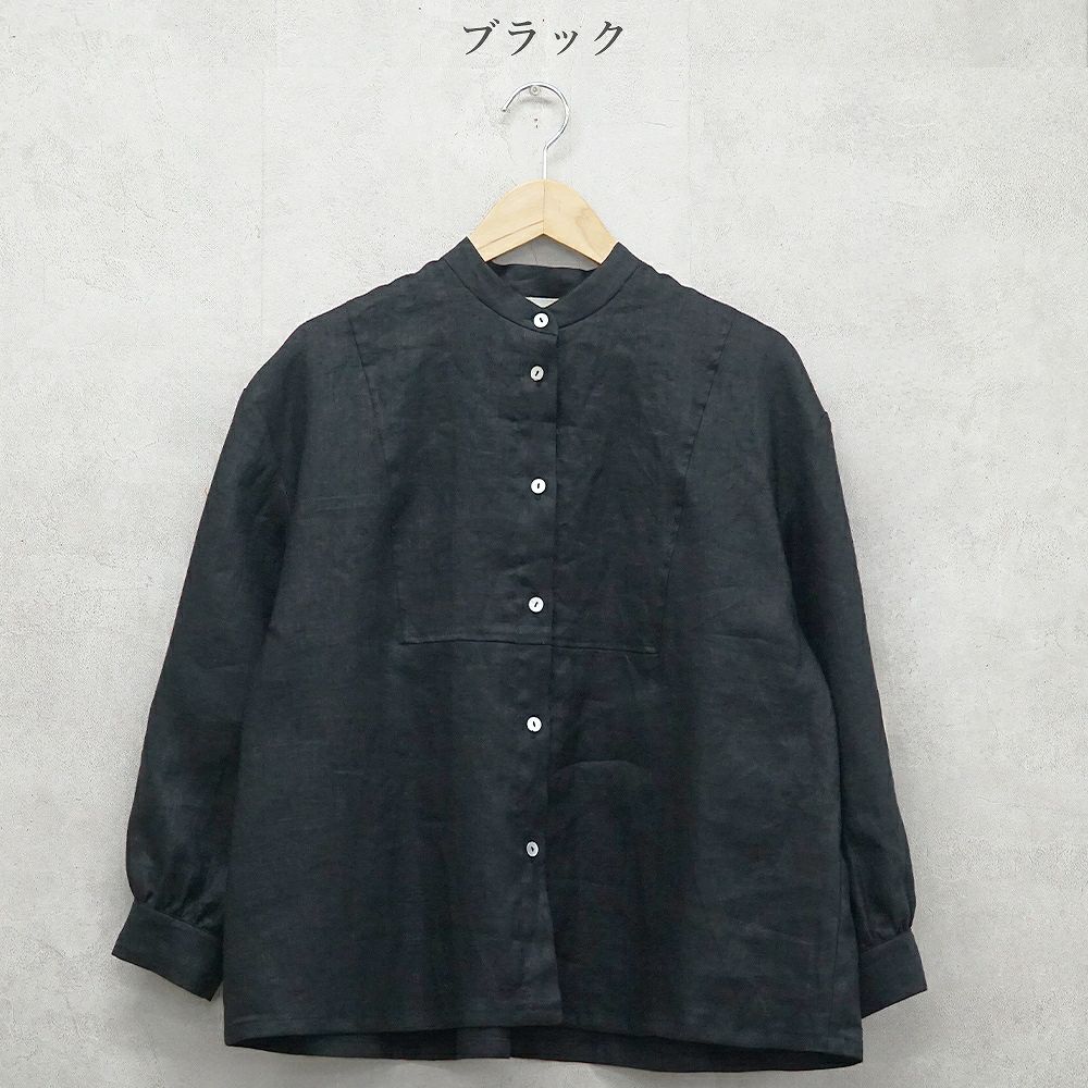 Branch m‘.,ブランチエム,ナチュラル,30代,40代,50代,60代,リネン,ゆったり,blouse,ブラウス,リネンブラウス,バンドカラー,バンドカラーブラウス,スタンドカラー,スタンドカラーブラウス,切替ブラウス