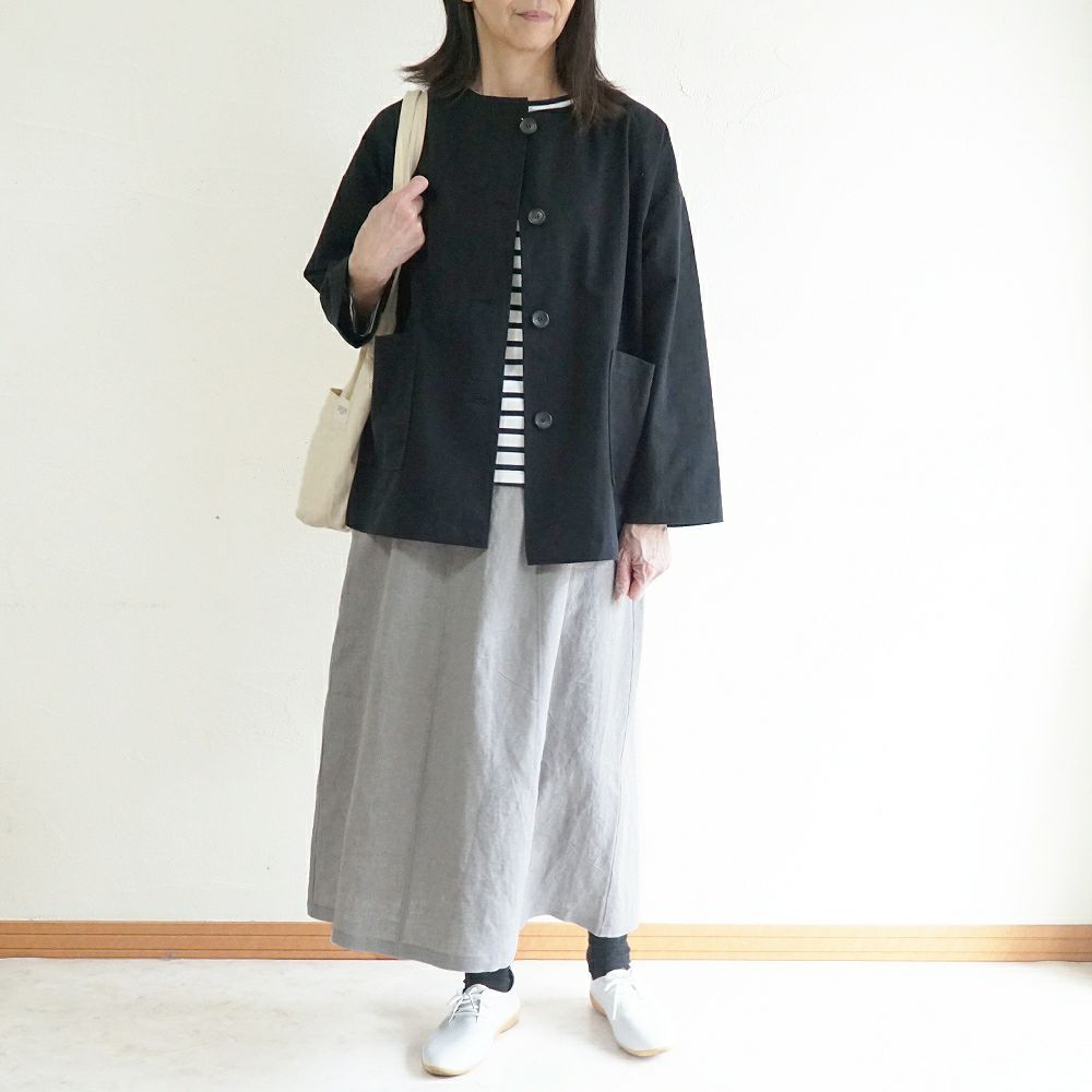 Branch m‘.,ブランチエム,ナチュラル,30代,40代,50代,60代,リネン,ゆったり,ジャケット,ブルゾン,コート,撥水,ノーカラー,ノーカラーコート,ノーカラージャケット,撥水コート,