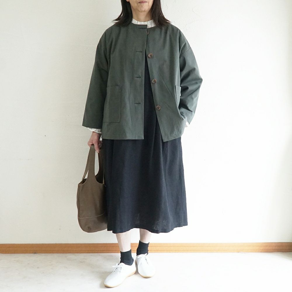 Branch m‘.,ブランチエム,ナチュラル,30代,40代,50代,60代,リネン,ゆったり,ジャケット,ブルゾン,コート,撥水,ノーカラー,ノーカラーコート,ノーカラージャケット,撥水コート,