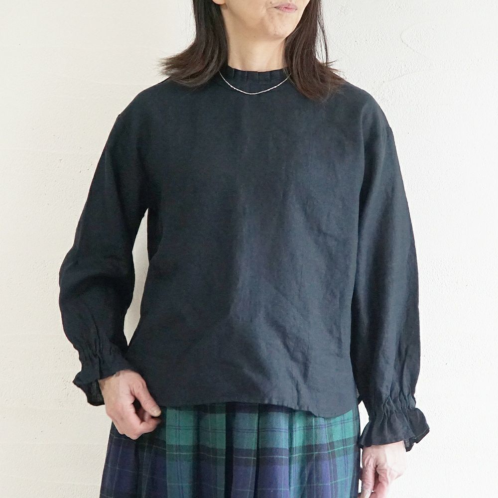 Branch m‘.,ブランチエム,ナチュラル,30代,40代,50代,60代,リネン,ゆったり,blouse,ブラウス,リネンブラウス,フリルブラウス,チェックブラウス,