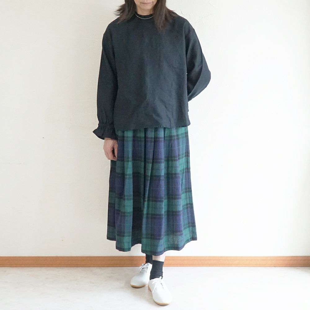 Branch m‘.,ブランチエム,ナチュラル,30代,40代,50代,60代,リネン,ゆったり,blouse,ブラウス,リネンブラウス,フリルブラウス,チェックブラウス,
