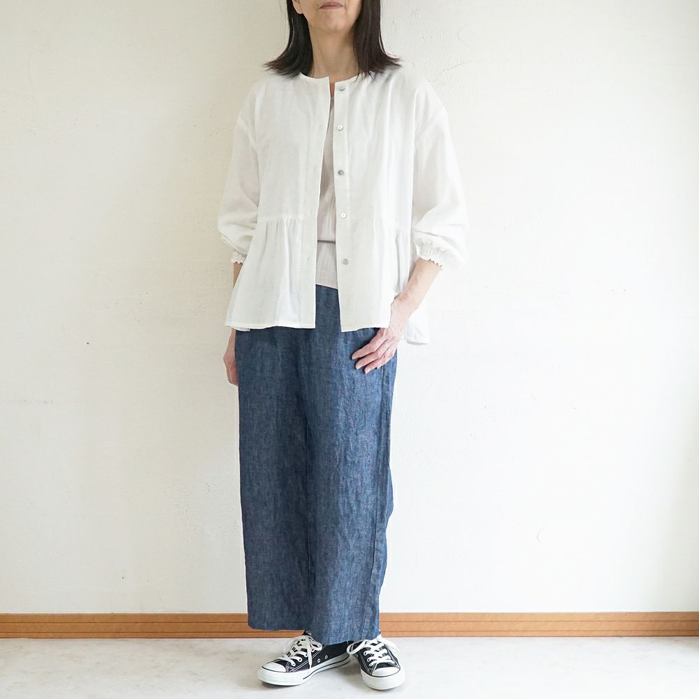 Branch m‘.,ブランチエム,ナチュラル,30代,40代,50代,60代,コットン,ゆったり,blouse,ブラウス,ガーゼ,ダブルガーゼ,コットンブラウス,ギャザーブラウス,