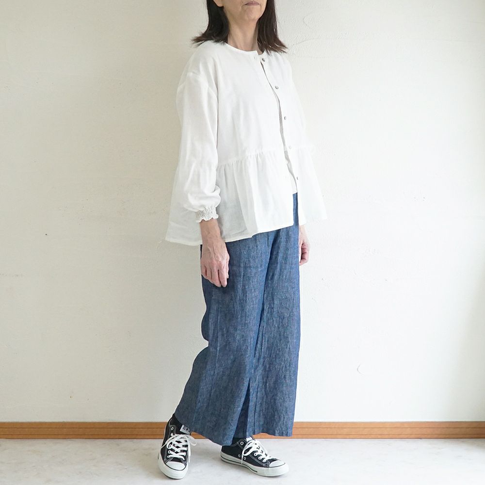Branch m‘.,ブランチエム,ナチュラル,30代,40代,50代,60代,コットン,ゆったり,blouse,ブラウス,ガーゼ,ダブルガーゼ,コットンブラウス,ギャザーブラウス,