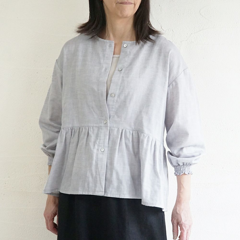 Branch m‘.,ブランチエム,ナチュラル,30代,40代,50代,60代,コットン,ゆったり,blouse,ブラウス,ガーゼ,ダブルガーゼ,コットンブラウス,ギャザーブラウス,