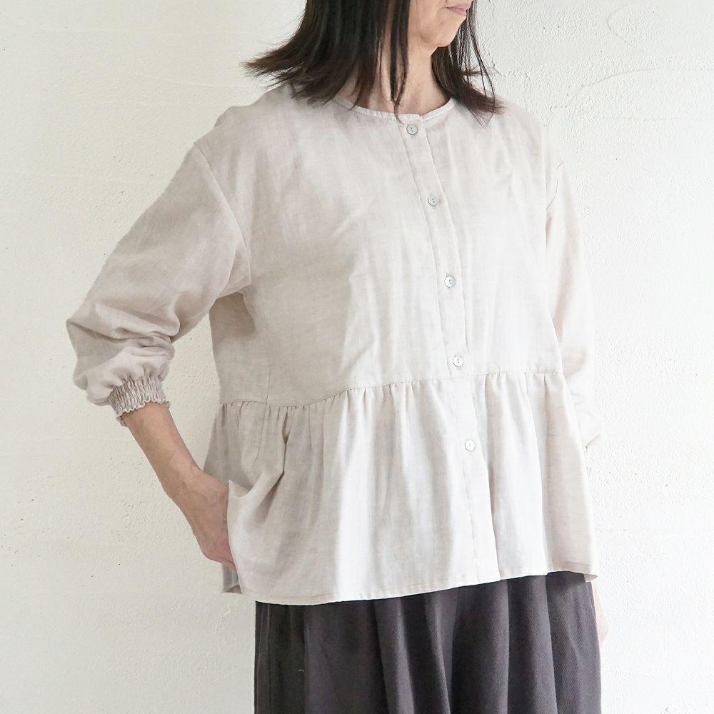 Branch m‘.,ブランチエム,ナチュラル,30代,40代,50代,60代,コットン,ゆったり,blouse,ブラウス,ガーゼ,ダブルガーゼ,コットンブラウス,ギャザーブラウス,