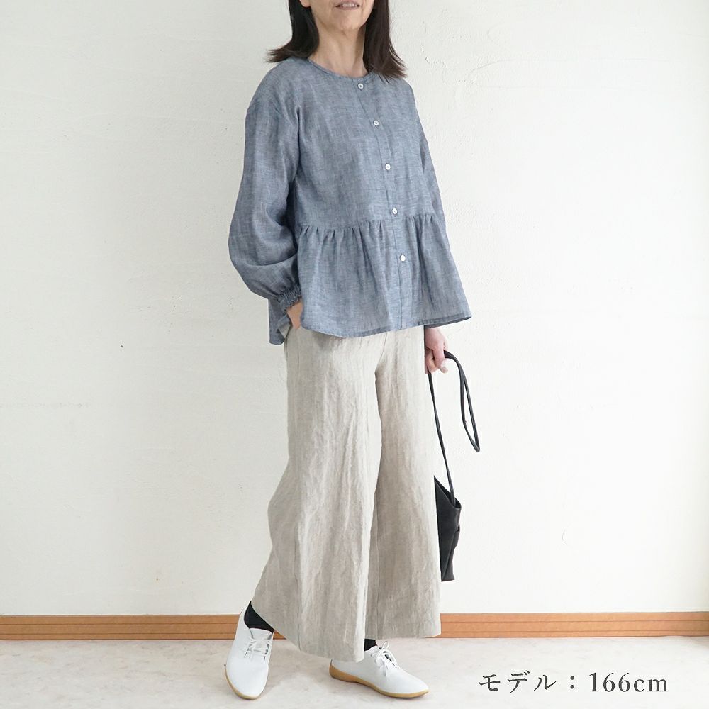 Branch m‘.,ブランチエム,ナチュラル,30代,40代,50代,60代,コットン,ゆったり,blouse,ブラウス,ガーゼ,ダブルガーゼ,コットンブラウス,ギャザーブラウス,