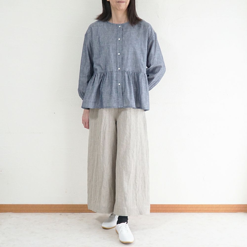 Branch m‘.,ブランチエム,ナチュラル,30代,40代,50代,60代,コットン,ゆったり,blouse,ブラウス,ガーゼ,ダブルガーゼ,コットンブラウス,ギャザーブラウス,