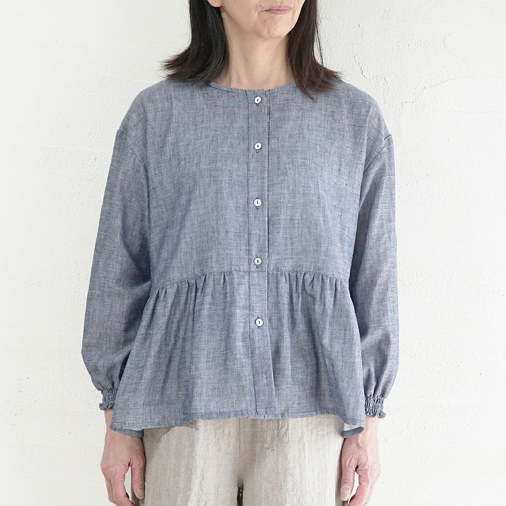 Branch m‘.,ブランチエム,ナチュラル,30代,40代,50代,60代,コットン,ゆったり,blouse,ブラウス,ガーゼ,ダブルガーゼ,コットンブラウス,ギャザーブラウス,