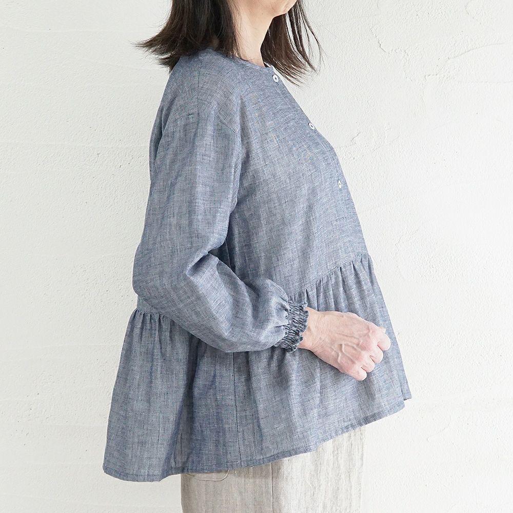 Branch m‘.,ブランチエム,ナチュラル,30代,40代,50代,60代,コットン,ゆったり,blouse,ブラウス,ガーゼ,ダブルガーゼ,コットンブラウス,ギャザーブラウス,