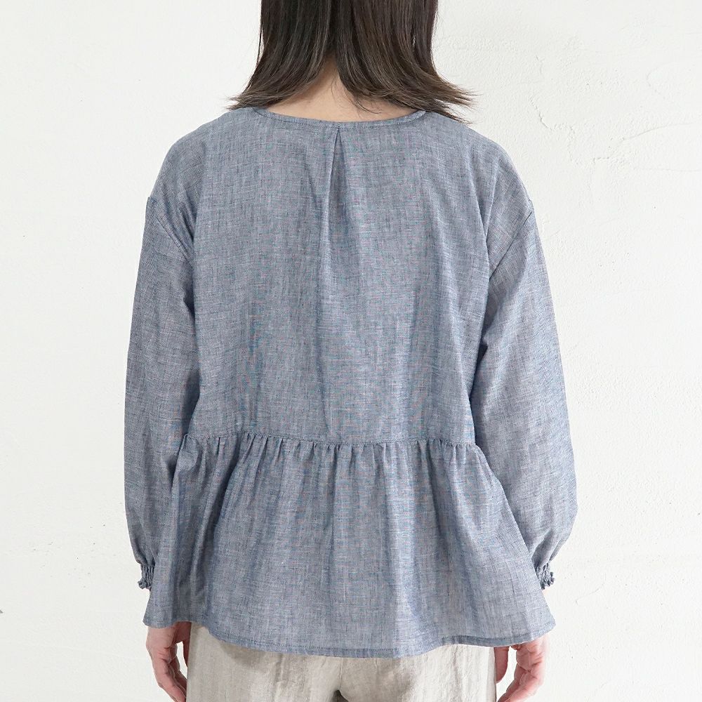 Branch m‘.,ブランチエム,ナチュラル,30代,40代,50代,60代,コットン,ゆったり,blouse,ブラウス,ガーゼ,ダブルガーゼ,コットンブラウス,ギャザーブラウス,