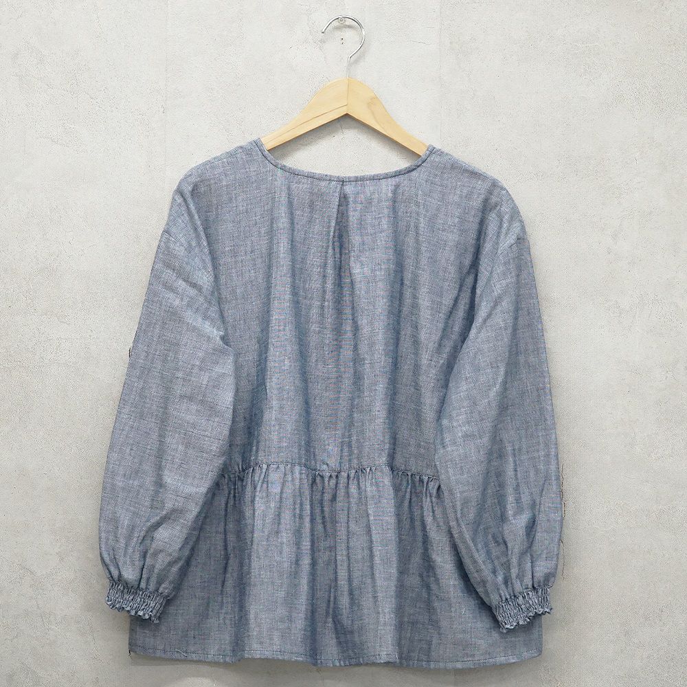 Branch m‘.,ブランチエム,ナチュラル,30代,40代,50代,60代,コットン,ゆったり,blouse,ブラウス,ガーゼ,ダブルガーゼ,コットンブラウス,ギャザーブラウス,
